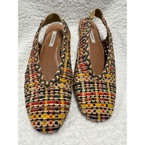 Steve Madden Rumi Womens 9.5 Woven Leather Slingback Flats Multicolor RUMI02S1